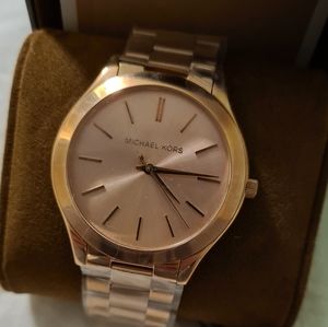 Michael Kors Rose Gold Oversized Slim Runway Watch NWT